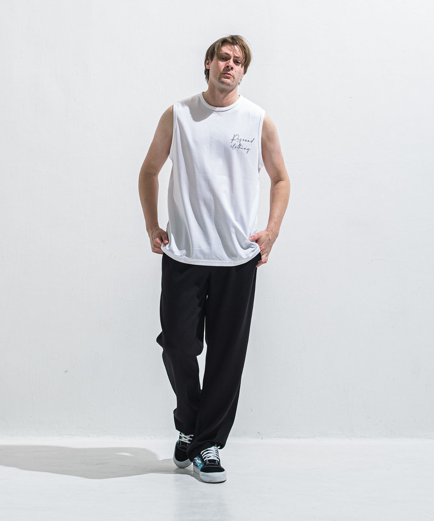 【別注】RESOUND CLOTHING リサウンドクロージング SEMI WIDE TUCK PANTS RC40-ST-016WT-2 NYLON BLACK
