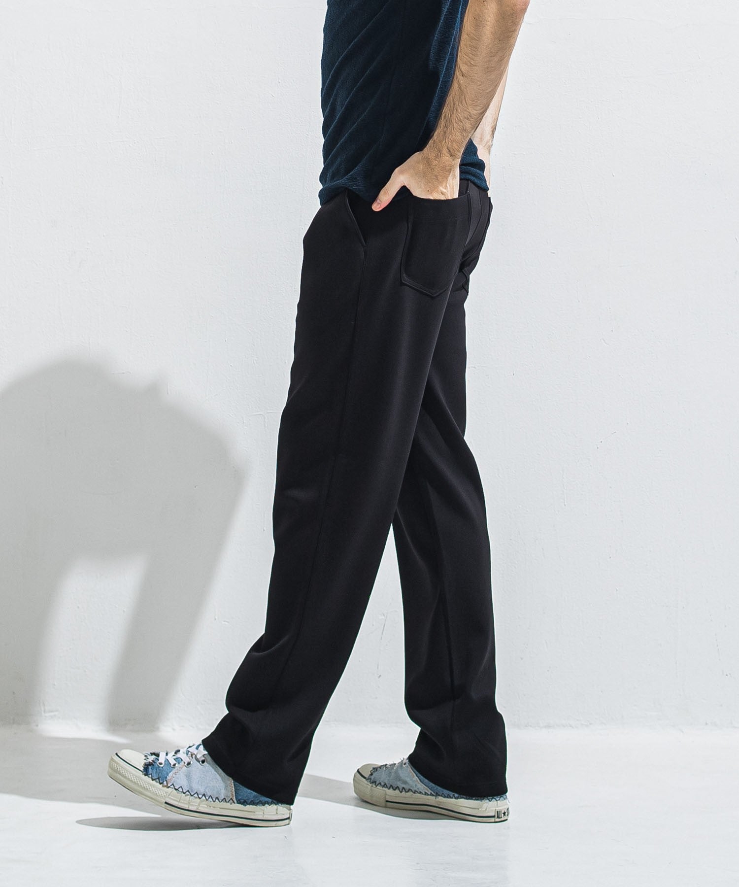 【別注】RESOUND CLOTHING リサウンドクロージング SEMI WIDE TUCK PANTS RC40-ST-016WT-2 NYLON BLACK