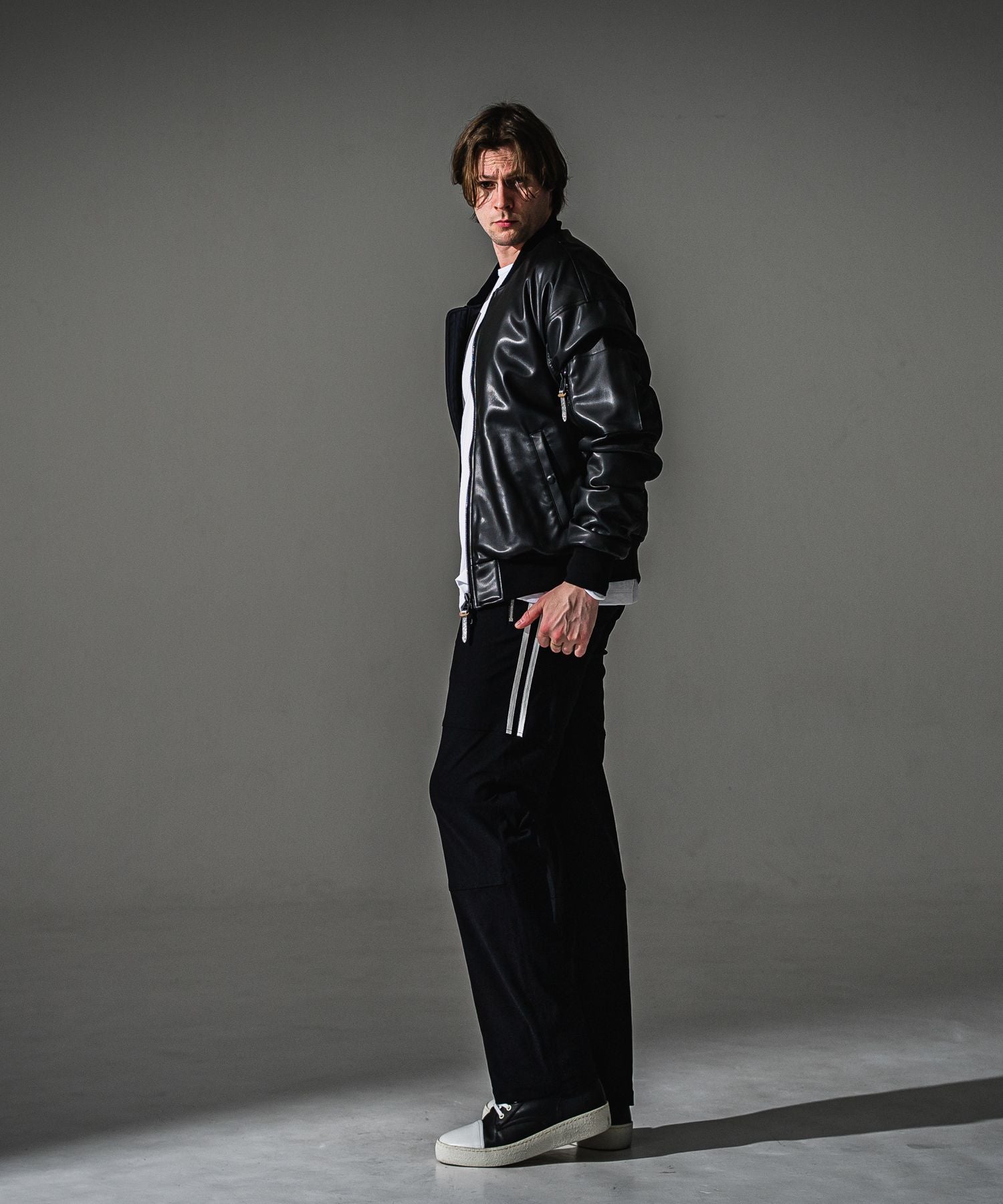 RESOUND CLOTHING リサウンドクロージング Johnson LINE WIDE PT BASIC-ST-009WT BKWH
