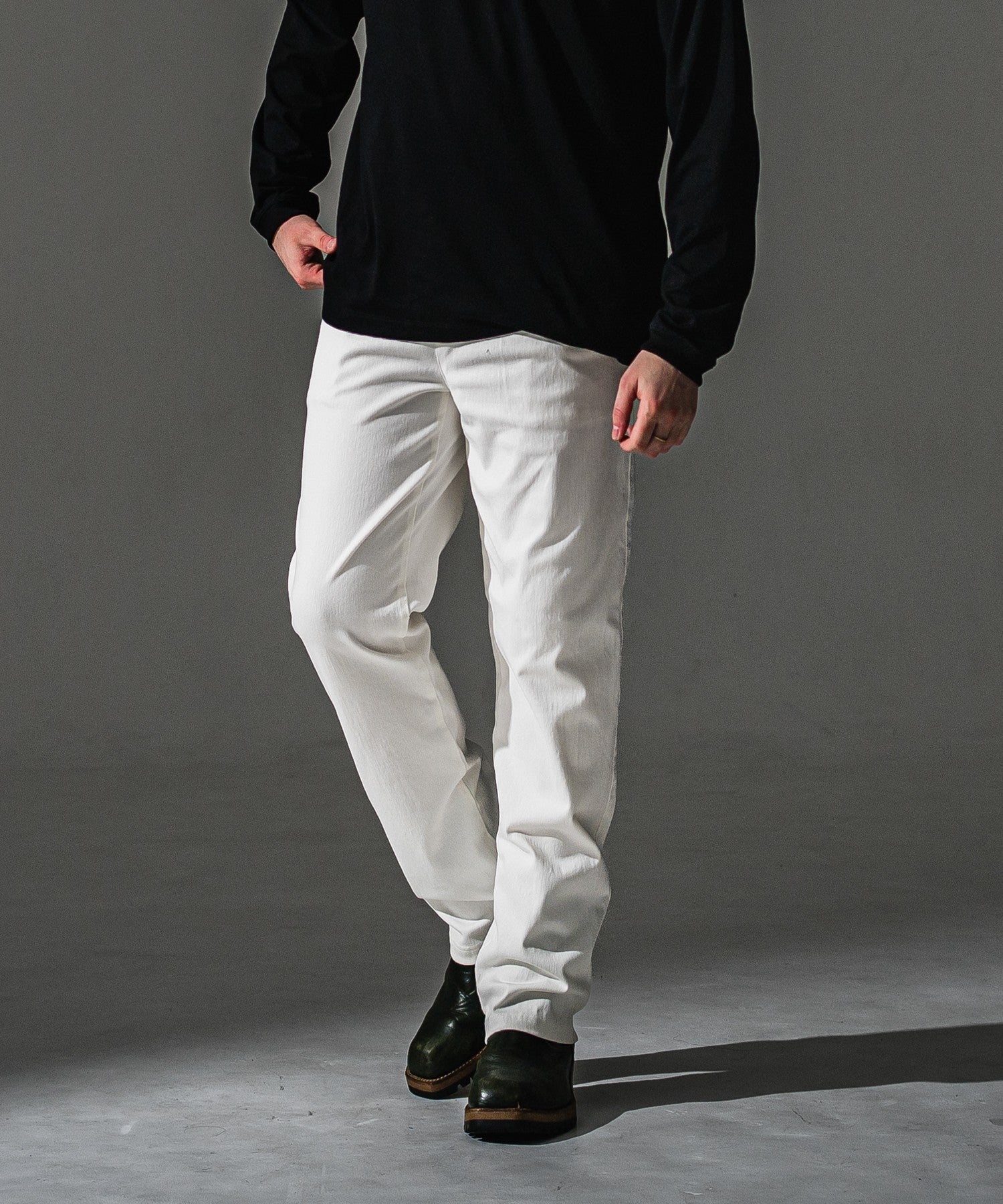 RESOUND CLOTHING リサウンドクロージング DENIM JERSEY WIDE PT RC41-ST-016WTD WHITE