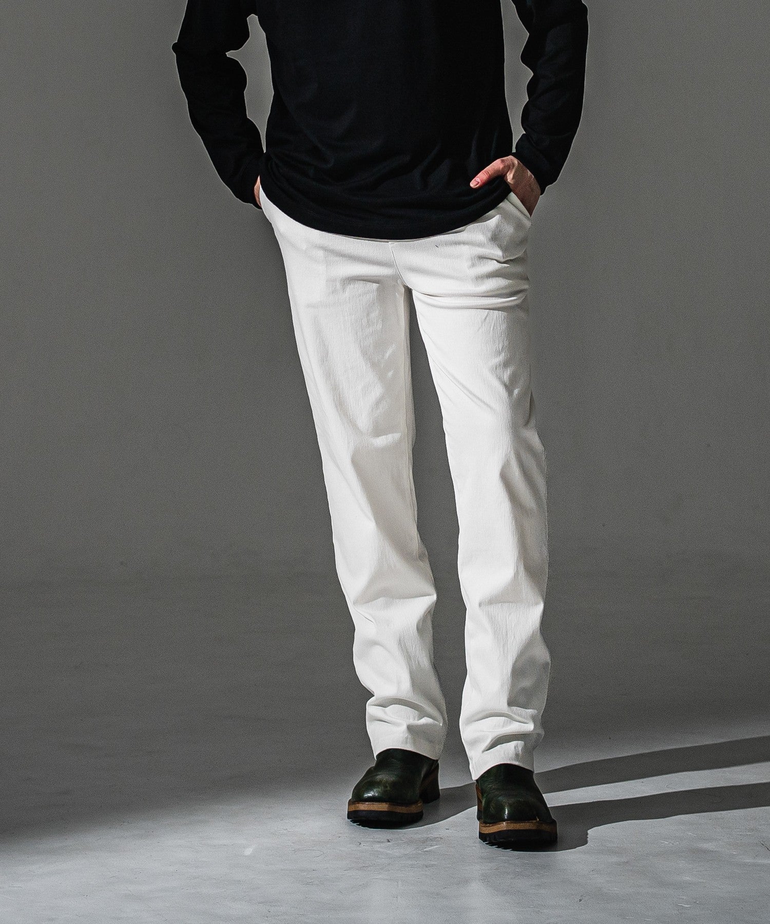 RESOUND CLOTHING リサウンドクロージング DENIM JERSEY WIDE PT RC41-ST-016WTD WHITE