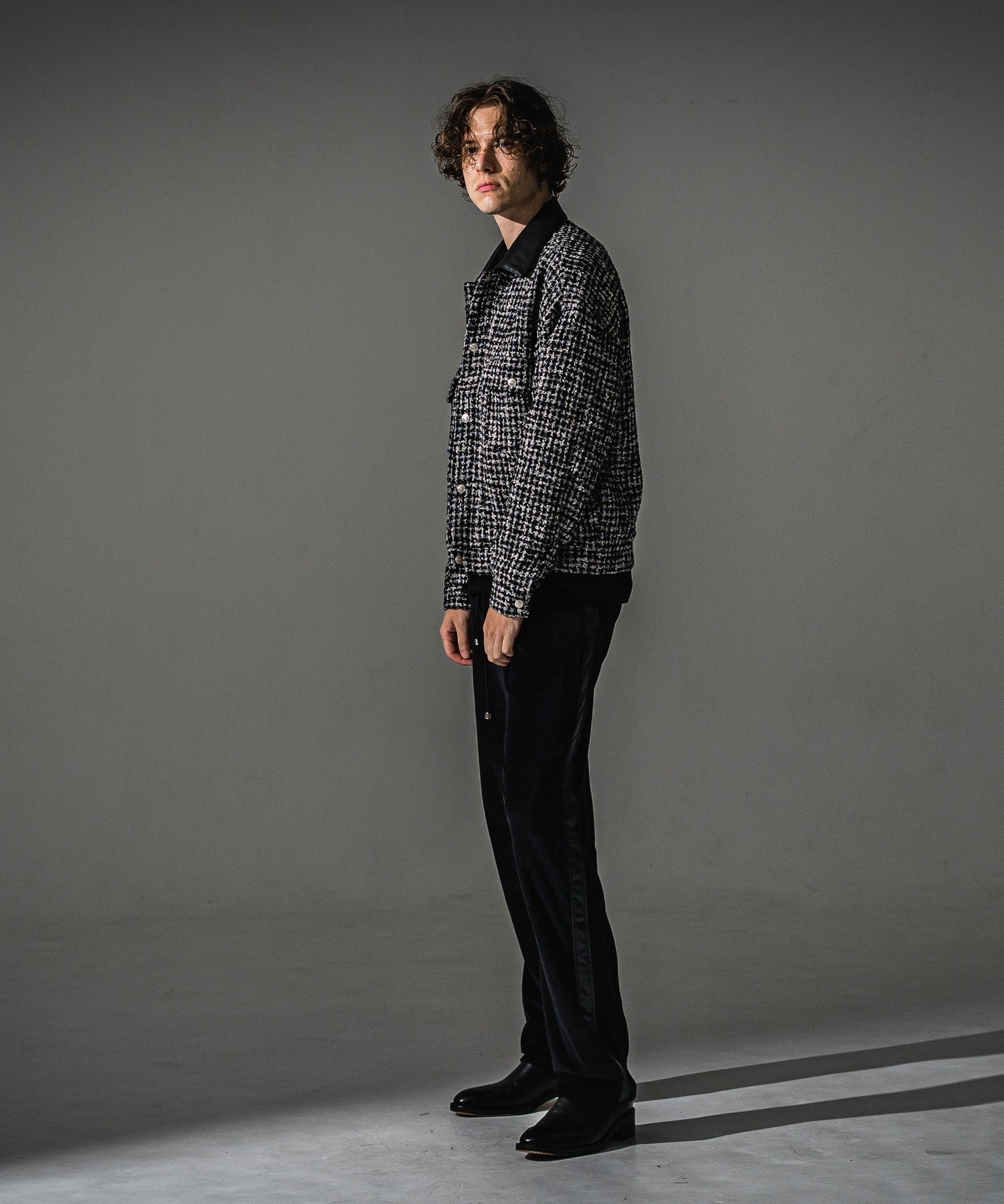 RESOUND CLOTHING リサウンドクロージング VELOUR SIMIWIDE TUCK PT RC41-ST-044 BLACK