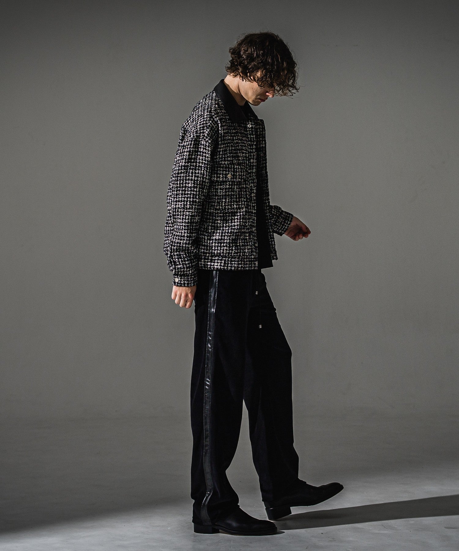 RESOUND CLOTHING リサウンドクロージング VELOUR SIMIWIDE TUCK PT RC41-ST-044 BLACK