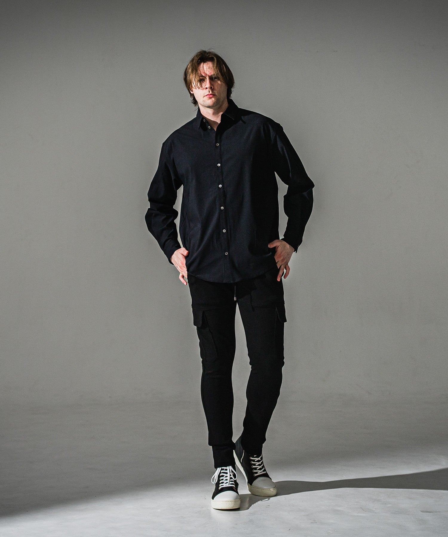 RESOUND CLOTHING リサウンドクロージング NYLON jack shirts RC41-SH-001 BLACK