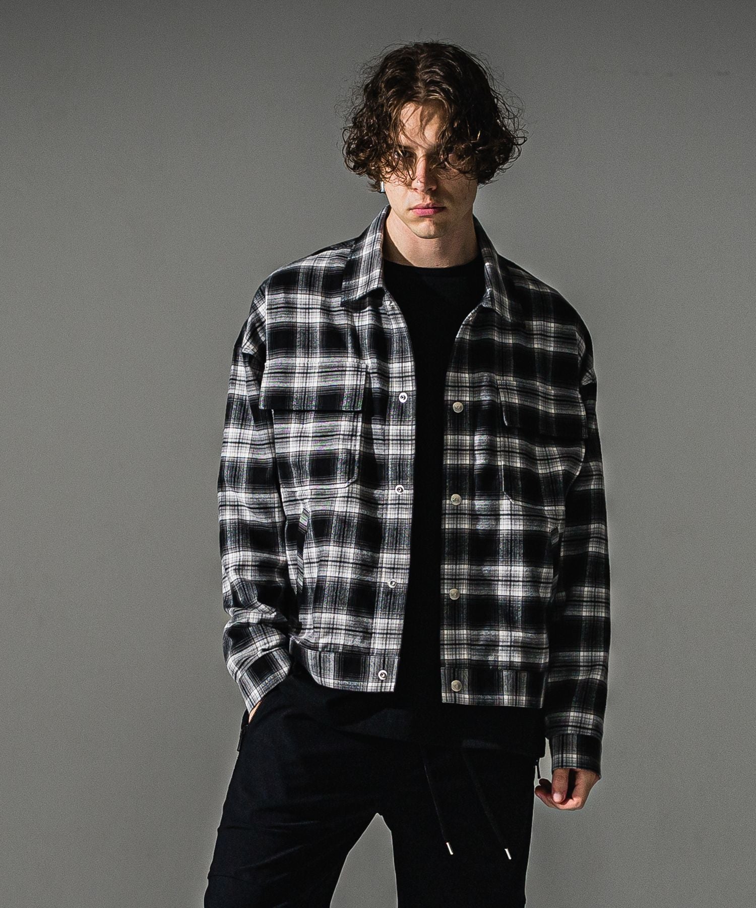 RESOUND CLOTHING リサウンドクロージング check shirt JK RC41-SH-003 BLACK