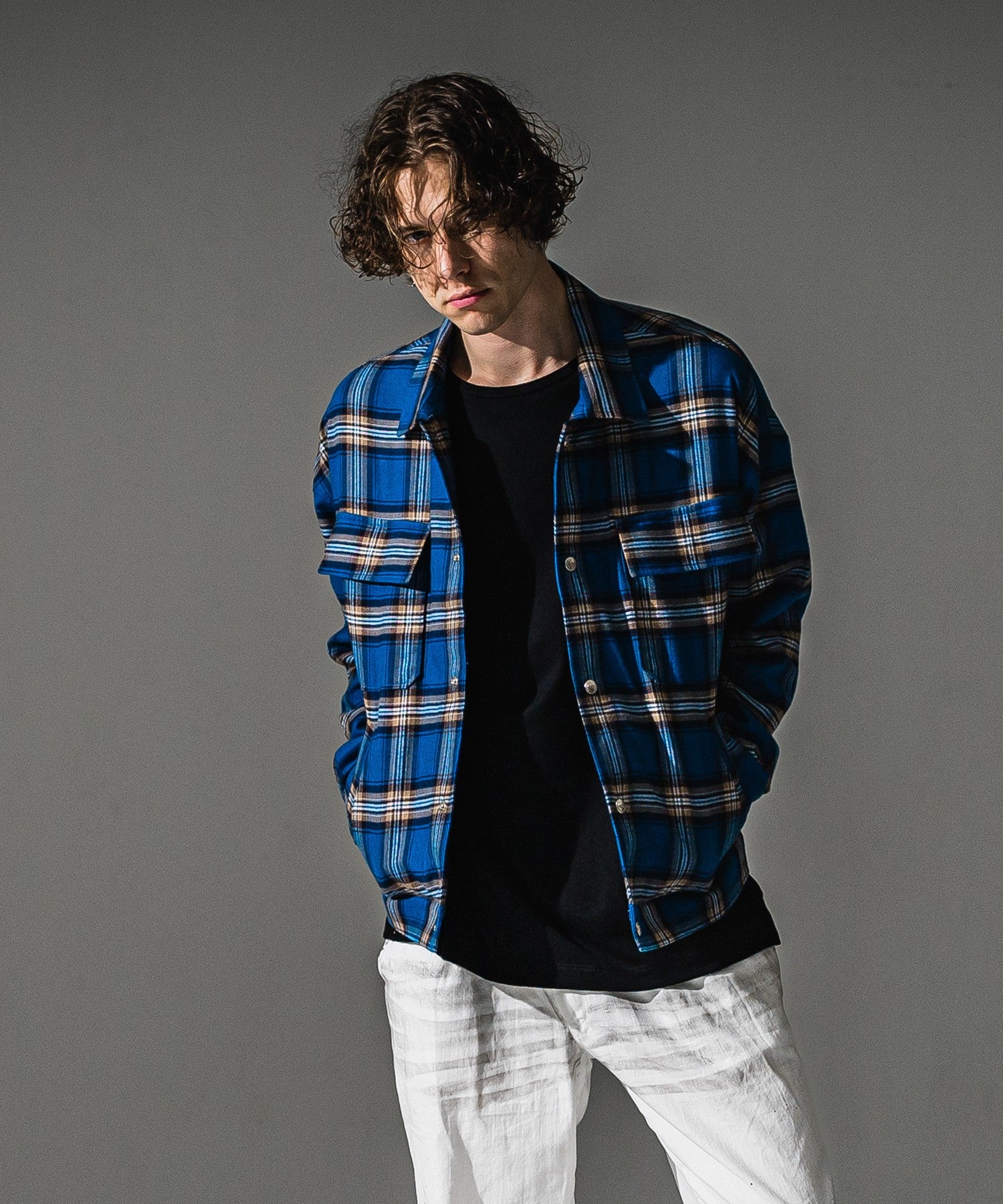 RESOUND CLOTHING リサウンドクロージング check shirt JK RC41-SH-003 BLUE
