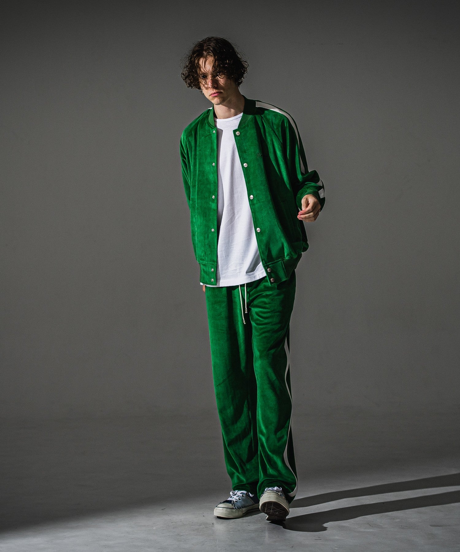 RESOUND CLOTHING リサウンドクロージング VELOUR Varsity RC41-C-005 GREEN