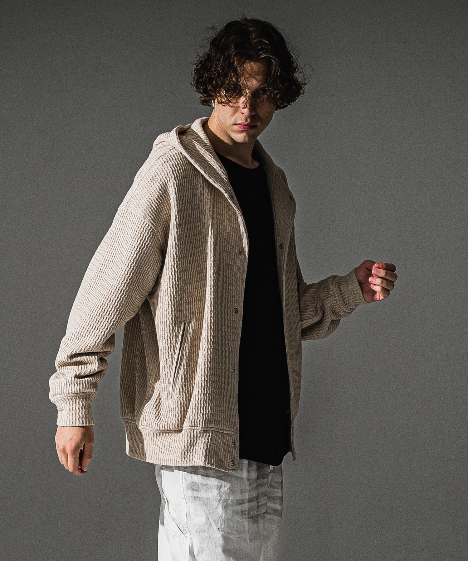 RESOUND CLOTHING リサウンドクロージング KNT Varsity hoodie RC41-C-007 BEIGE