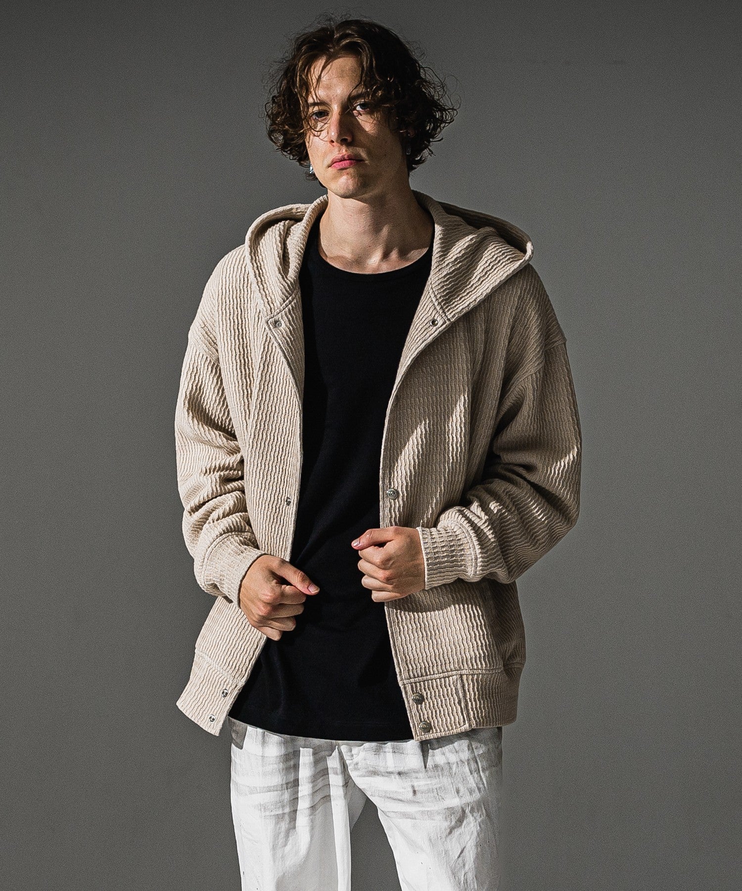 RESOUND CLOTHING リサウンドクロージング KNT Varsity hoodie RC41-C-007 BEIGE