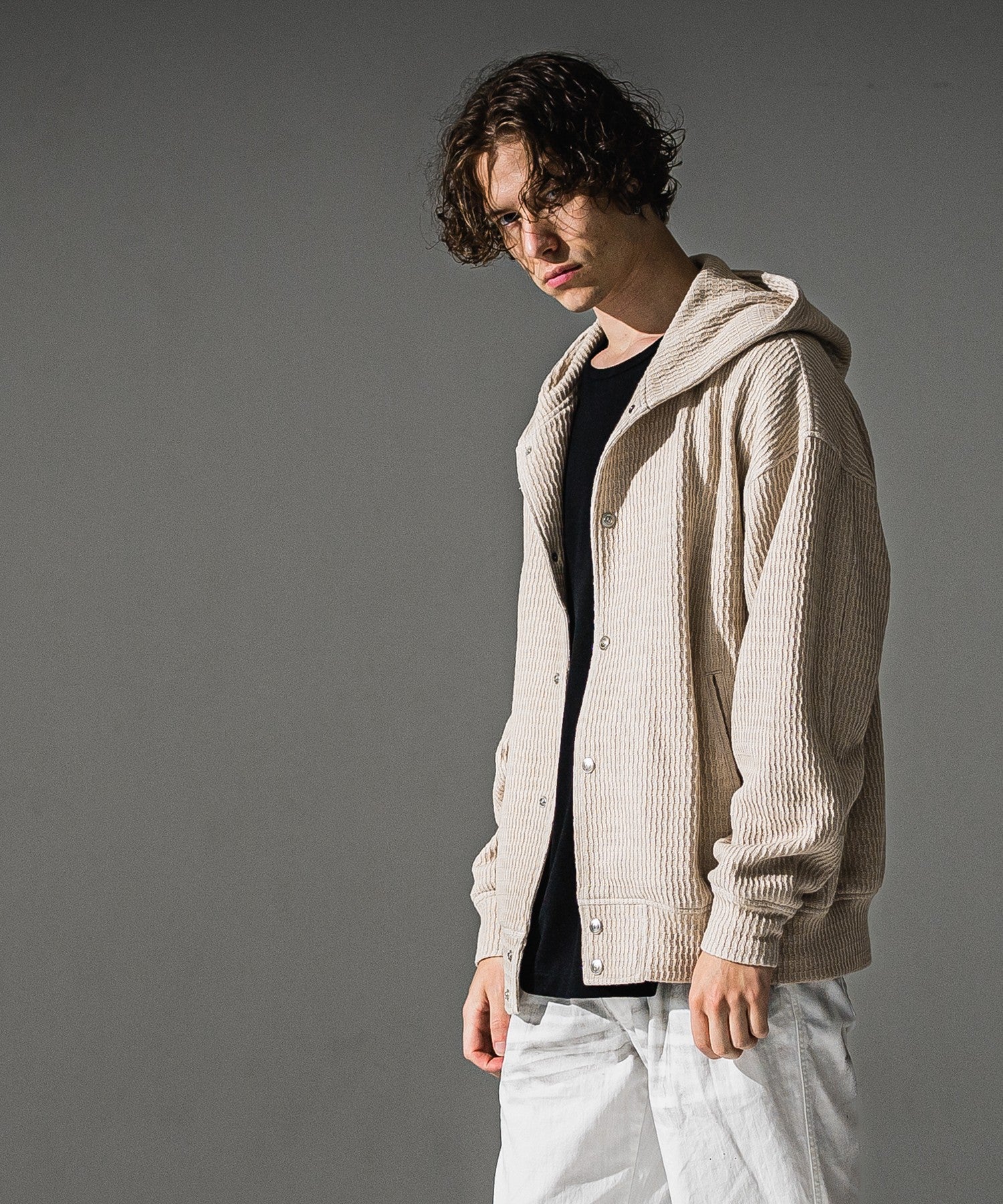 RESOUND CLOTHING リサウンドクロージング KNT Varsity hoodie RC41-C-007 BEIGE