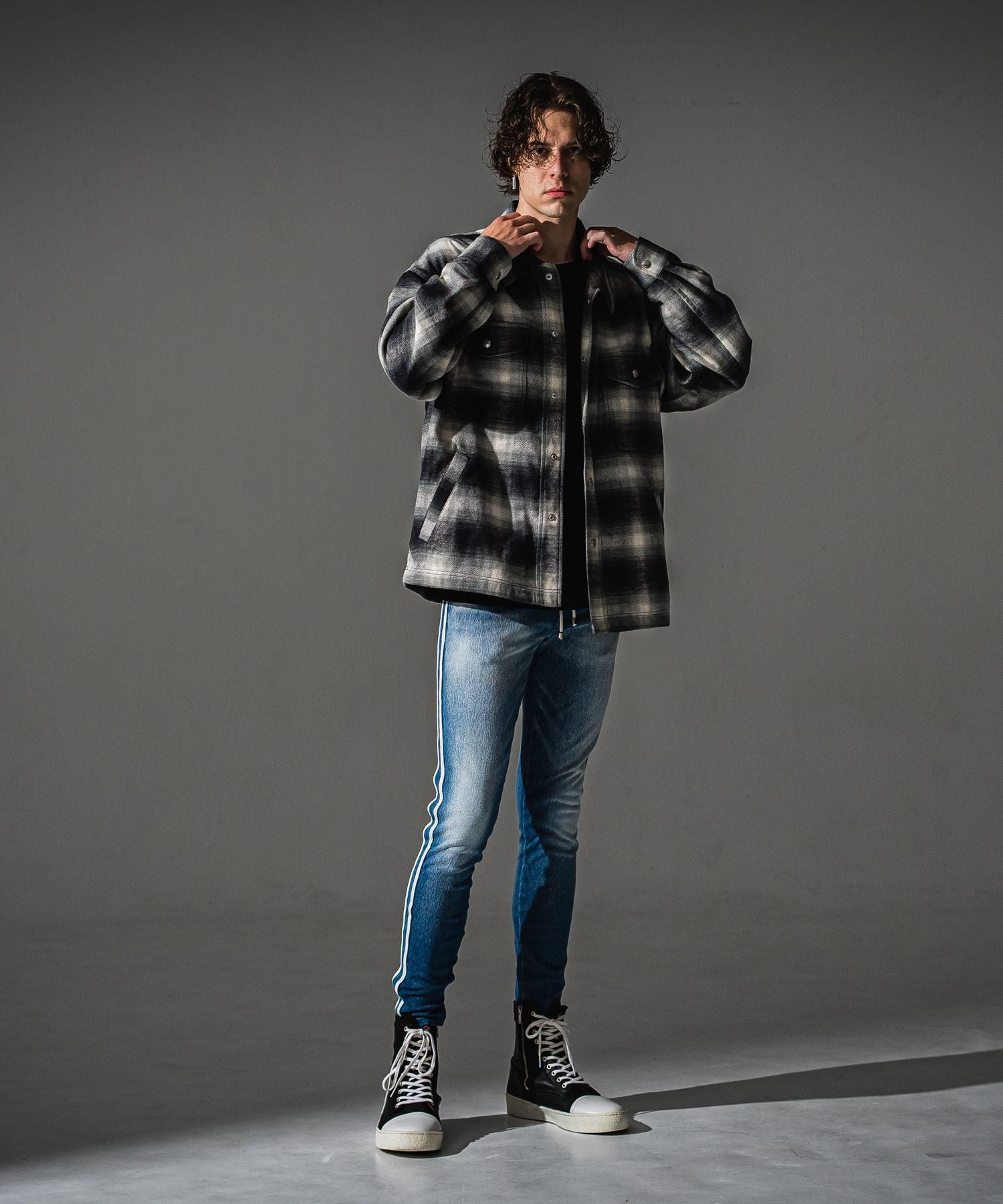 RESOUND CLOTHING リサウンドクロージング flannel check JK RC41-JK-006 BLACK