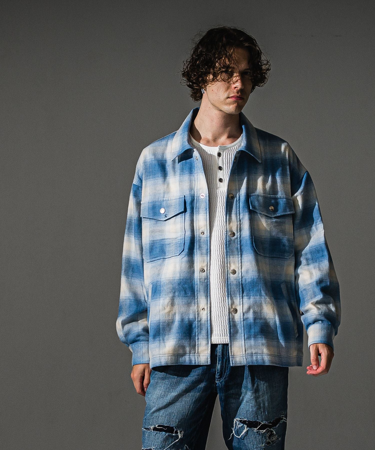 RESOUND CLOTHING リサウンドクロージング flannel check JK RC41-JK-006 SAX