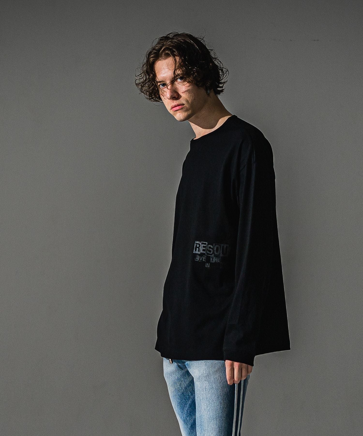 RESOUND CLOTHING リサウンドクロージング uk over longsleave Tee RC41-T-002 BLACK