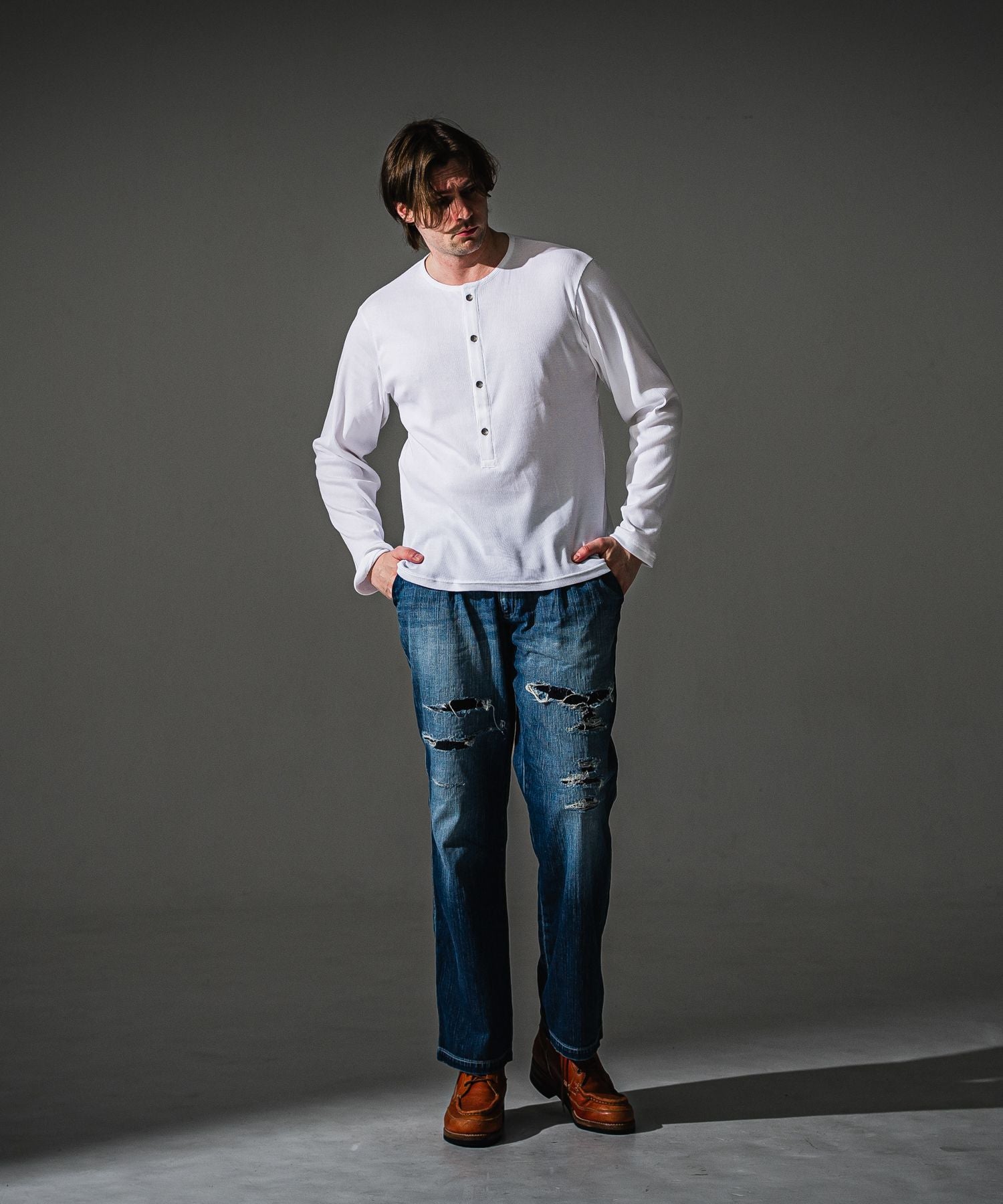 RESOUND CLOTHING リサウンドクロージング RIB HENRY LONGSLEAVE RC41-T-005 WHITE