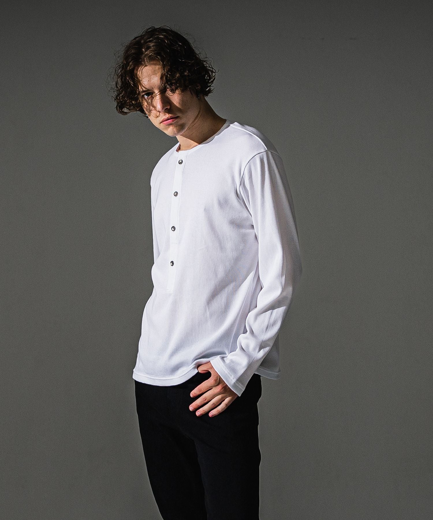 RESOUND CLOTHING リサウンドクロージング RIB HENRY LONGSLEAVE RC41-T-005 WHITE