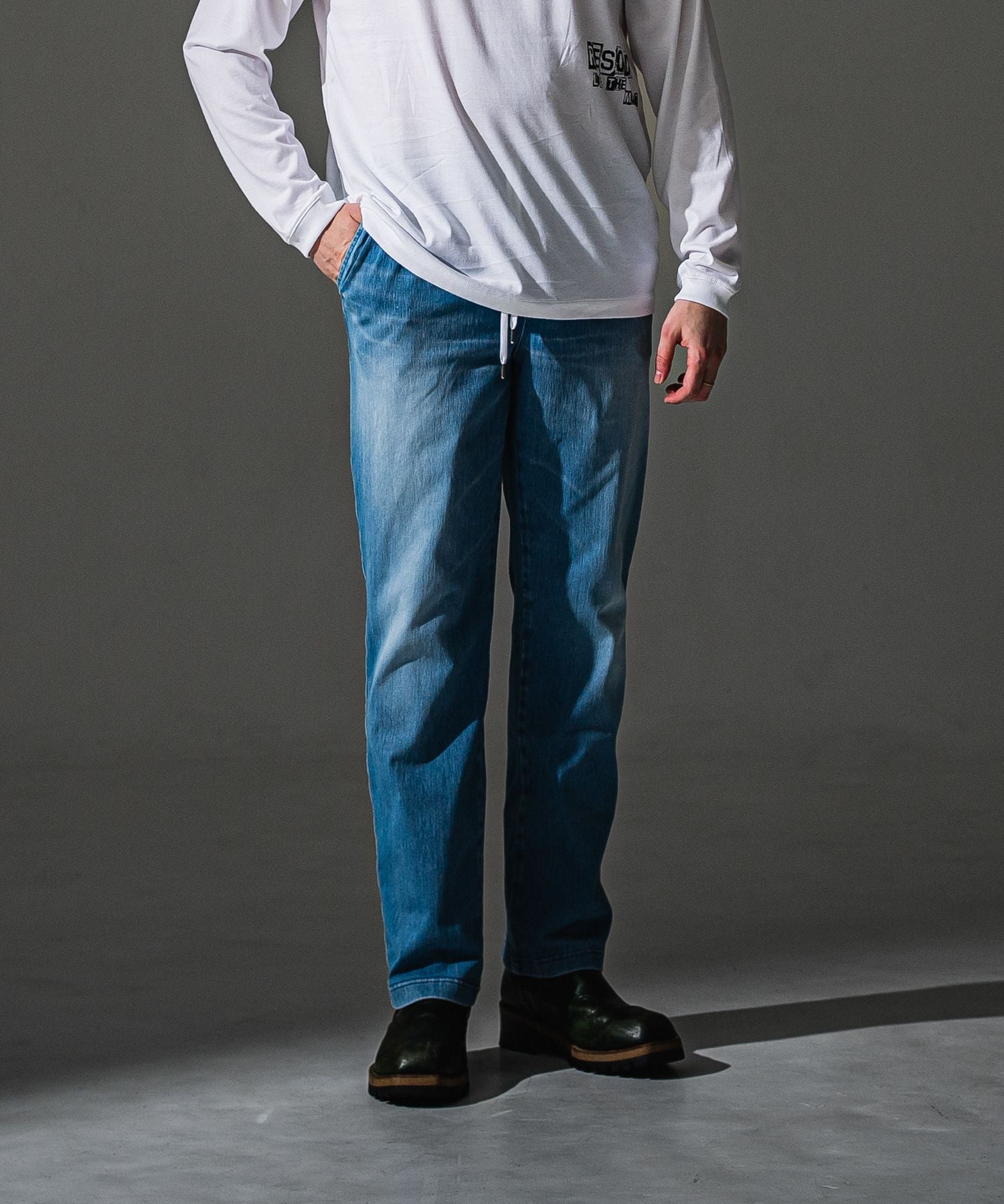RESOUND CLOTHING リサウンドクロージング DENIM JERSEY WIDE PT RC41-ST-016WTD-3 LIND