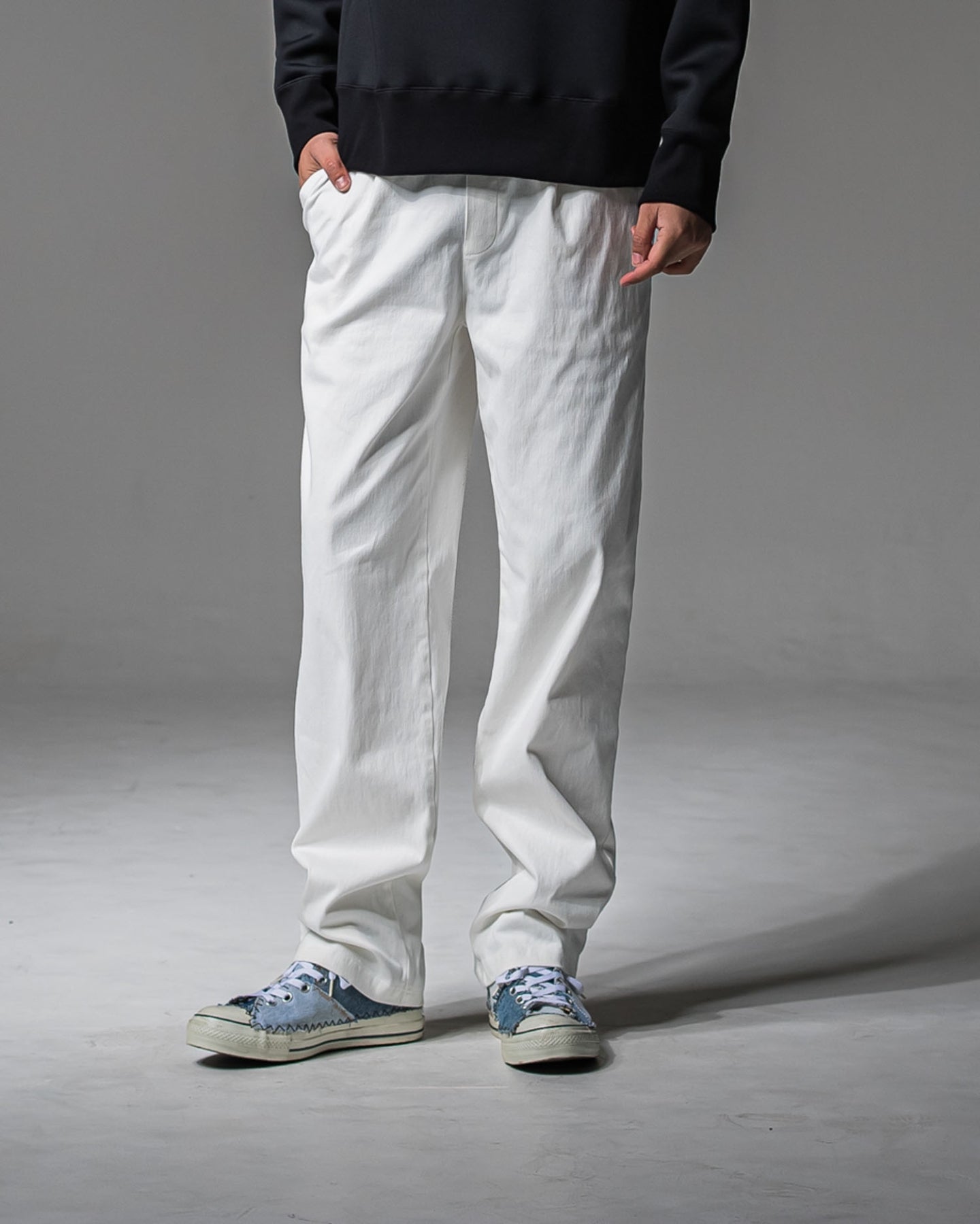 DENIM JERSEY WIDE PT イージーパンツ ベルトループ ジャージデニム / WHITE