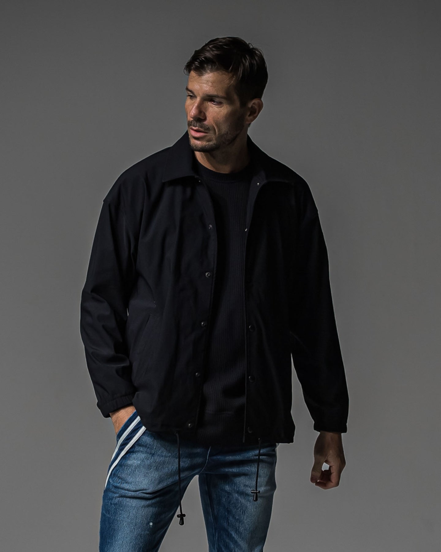 NYLON COACH JACKET BLACK RC-37-JK-009