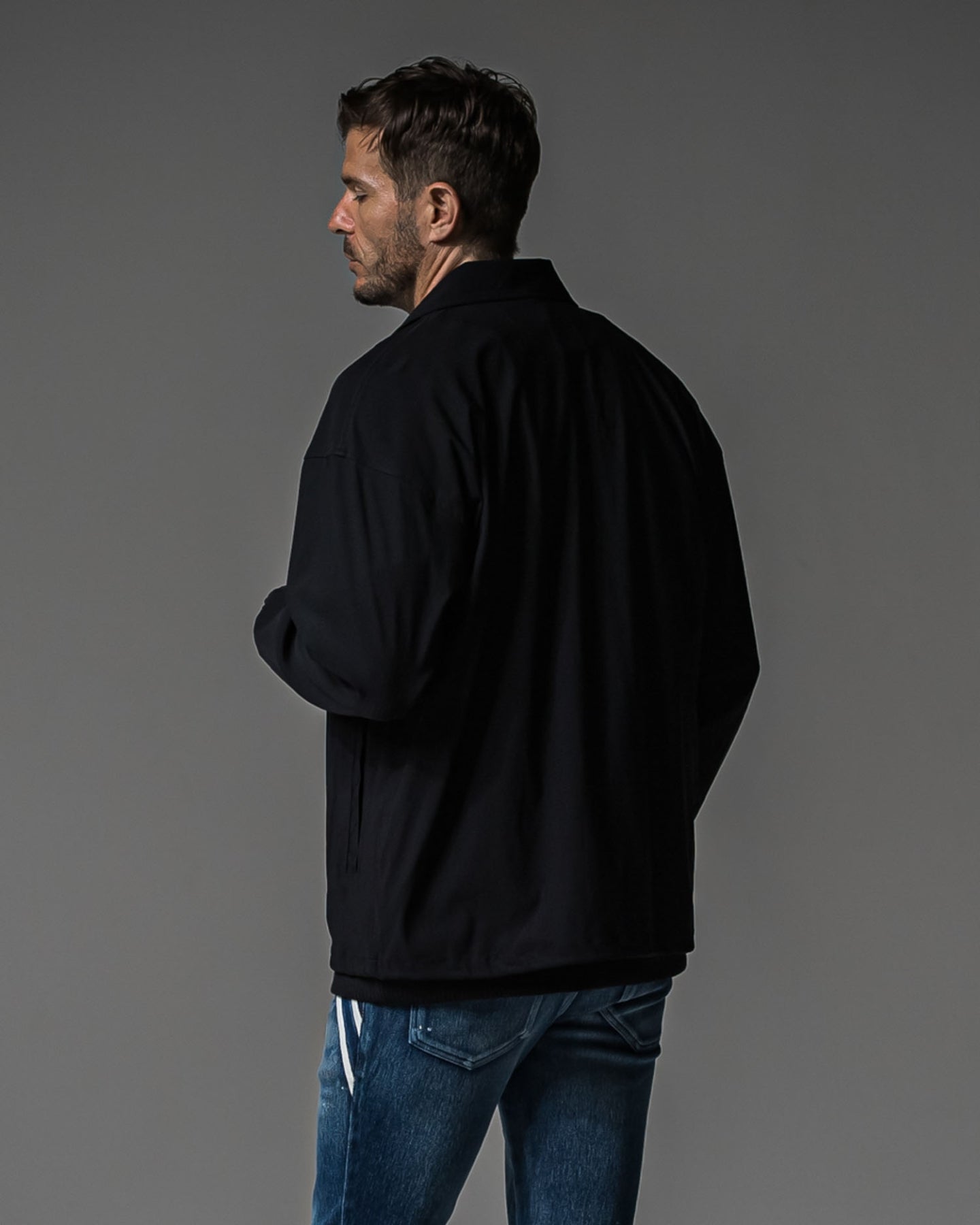 NYLON COACH JACKET BLACK RC-37-JK-009