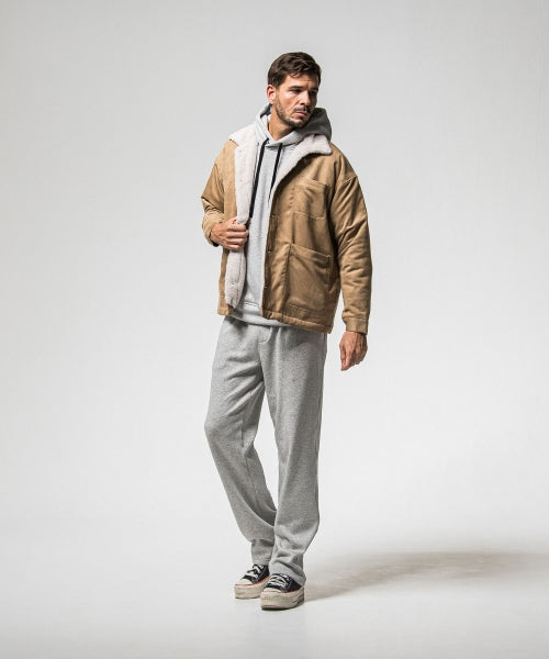 velours fleece WIDE TUCK PANTS