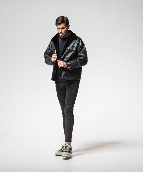 CHRIS EASY suede TUCK PANTS