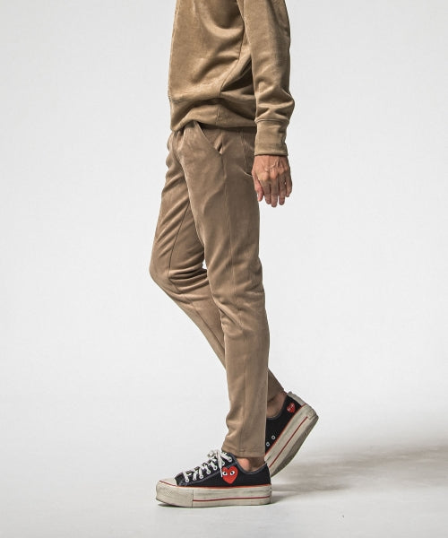 CHRIS EASY suede TUCK PANTS
