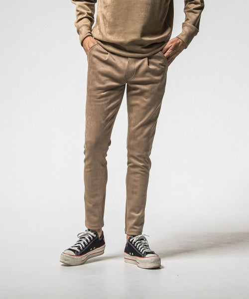 CHRIS EASY suede TUCK PANTS