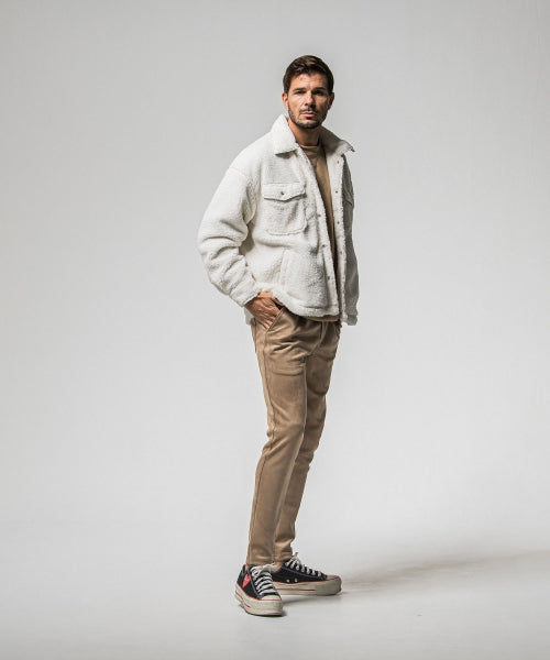 CHRIS EASY suede TUCK PANTS
