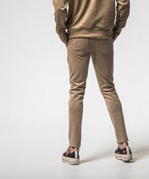 CHRIS EASY suede TUCK PANTS
