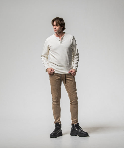 CHRIS EASY suede TUCK PANTS
