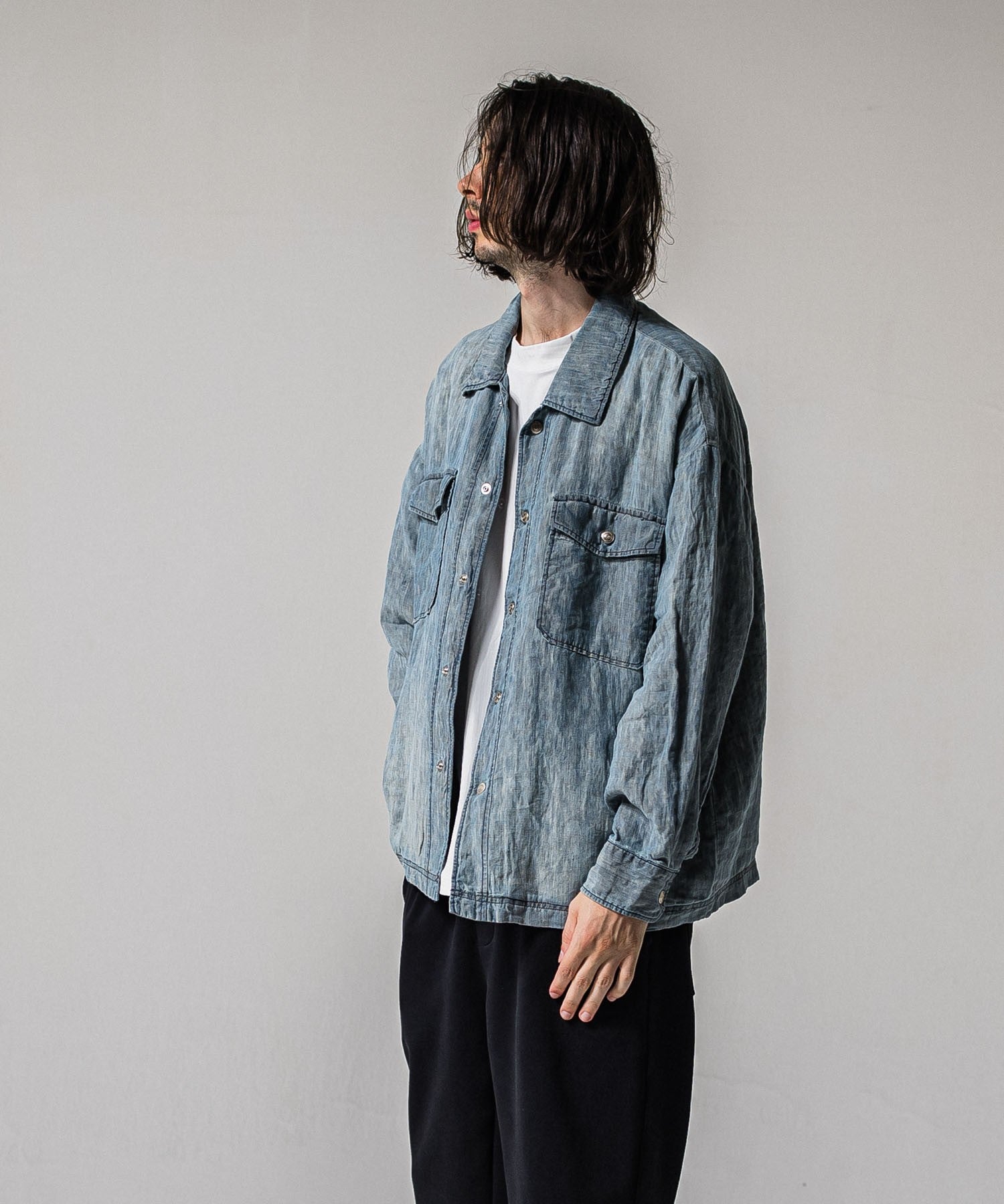 Indigo linen jack shirts