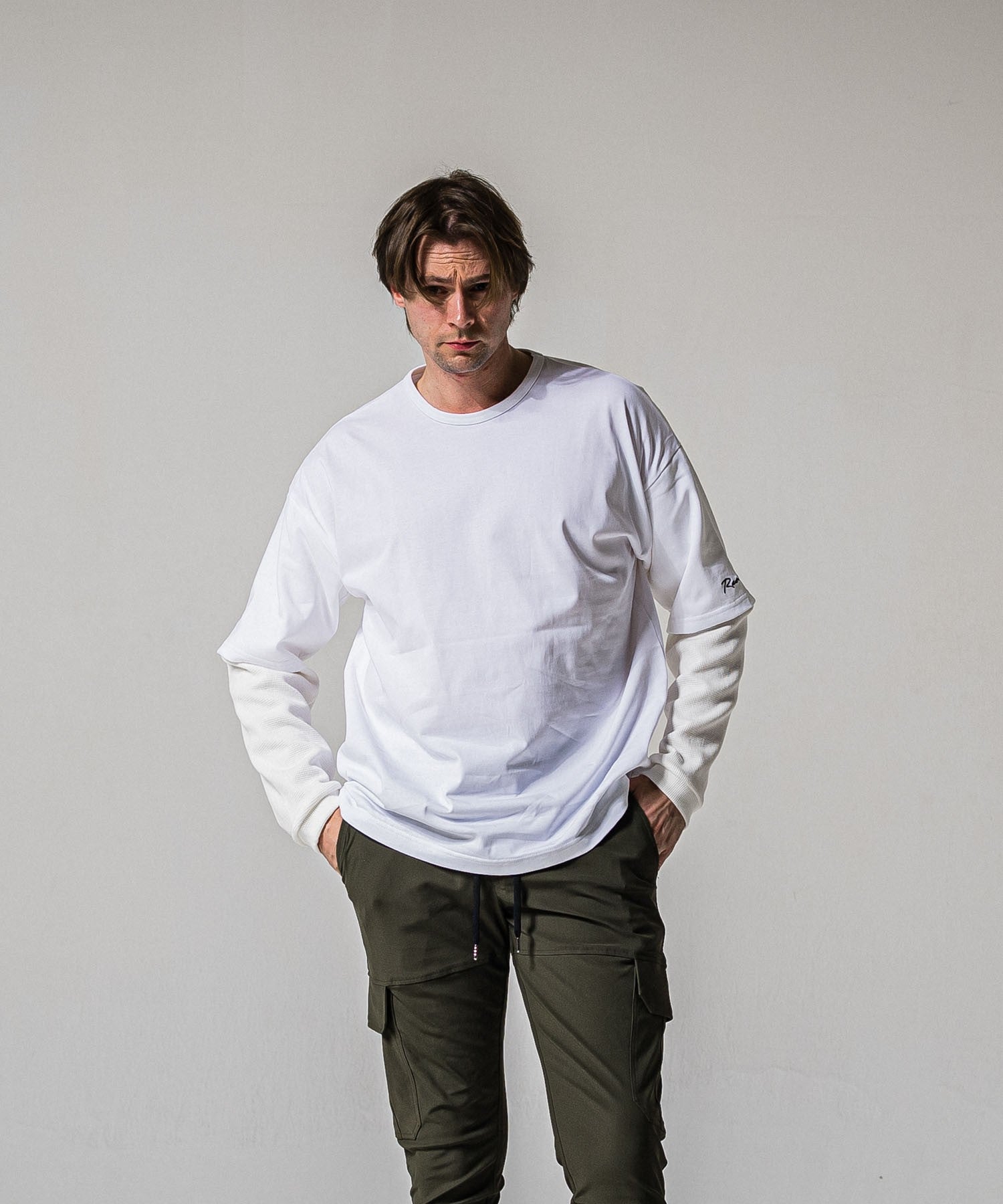 fake layered waffle longsleave WHITE
