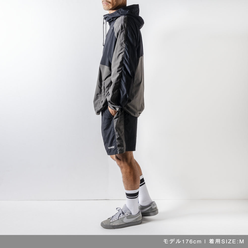 BANDEL バンデル NYLON ANORAK HOODIE ハーフジップフーディー BNS-3SAHD BLACK ブラック