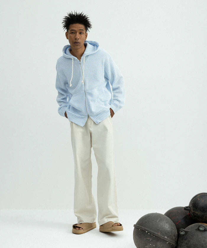 SEAGREEN BIG WAFFLE RELAX HOODIE