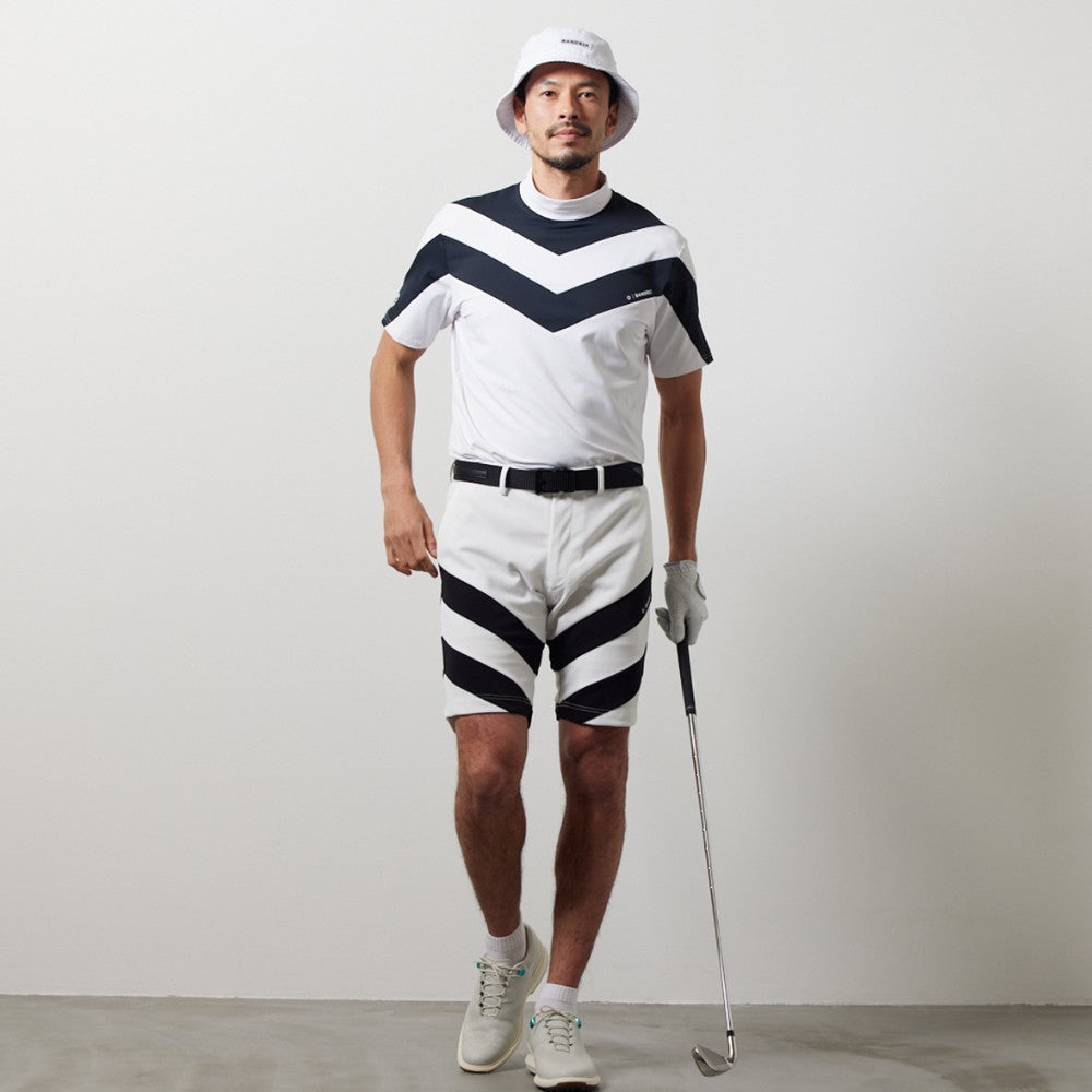 BANDEL GOLF バンデルゴルフ モックネック Tシャツ V SWITCH S/S MOC SHIIRTS BGI-3SVMC WHITExBLACK ホワイト ブラック