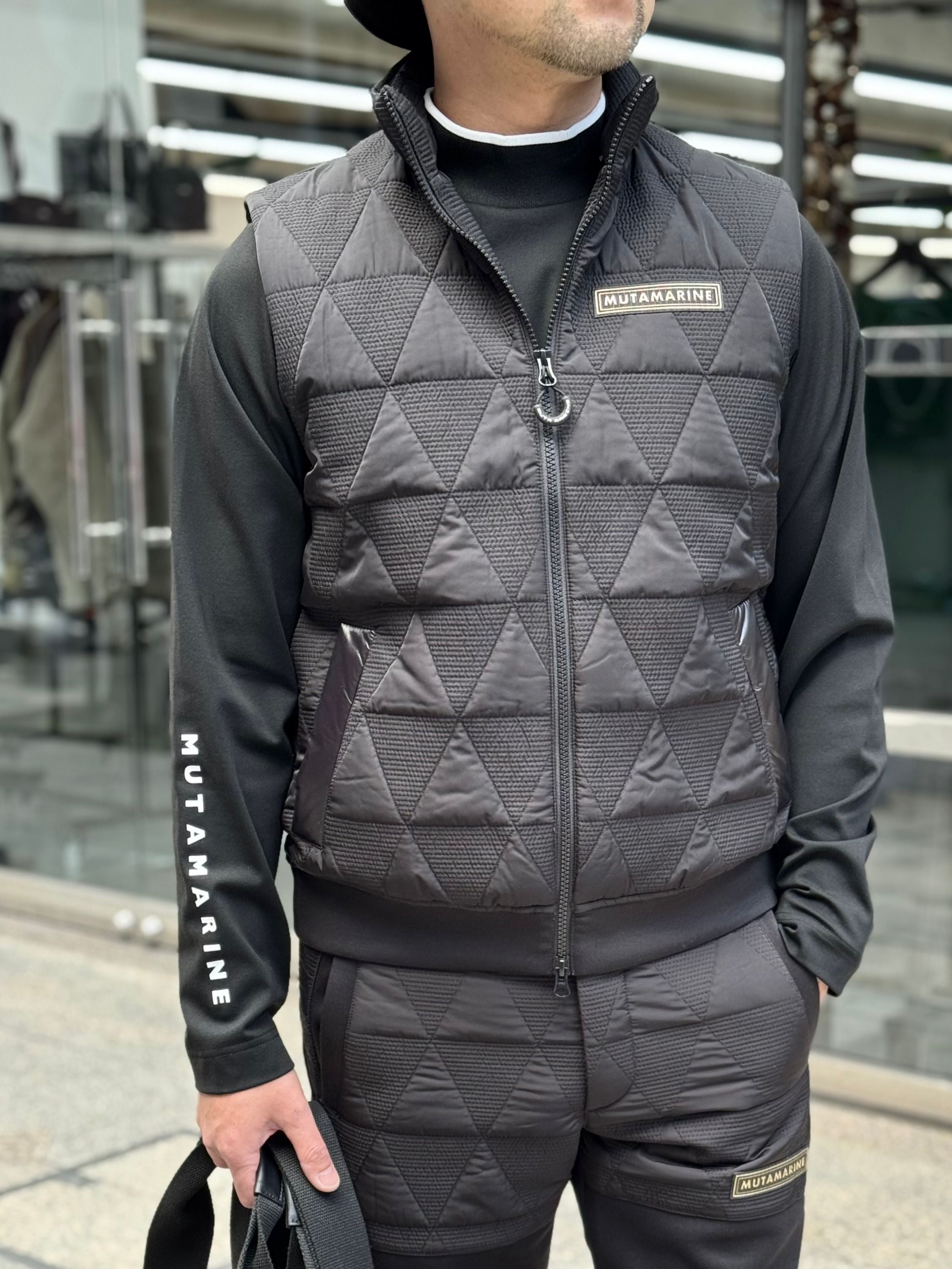 muta MARINE ベスト Geometric down vest MMJC-443369 BLACK