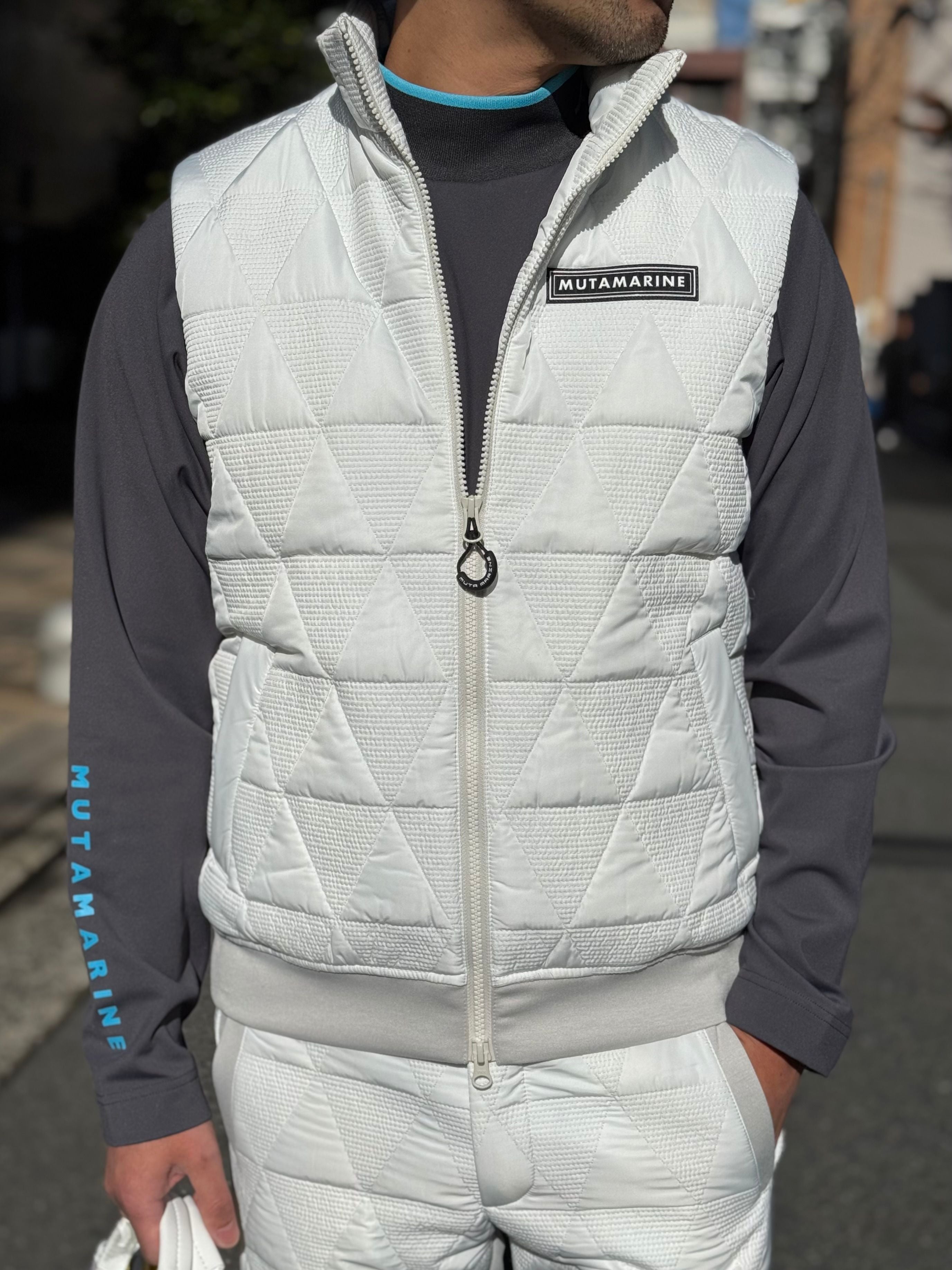 muta MARINE ベスト Geometric down vest MMJC-443369 WHITE