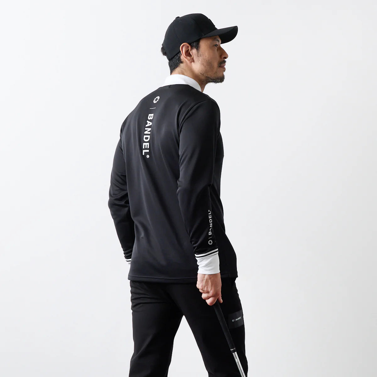 BANDEL GOLF バンデル ゴルフ バイカラー 長袖モックネック BLACK