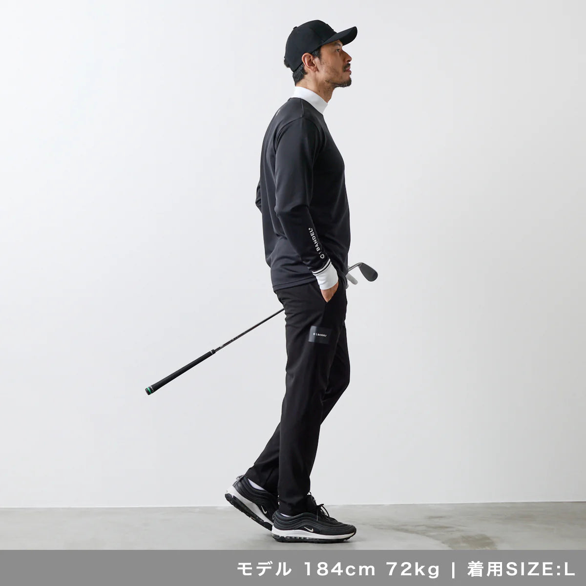 BANDEL GOLF バンデル ゴルフ バイカラー 長袖モックネック BLACK