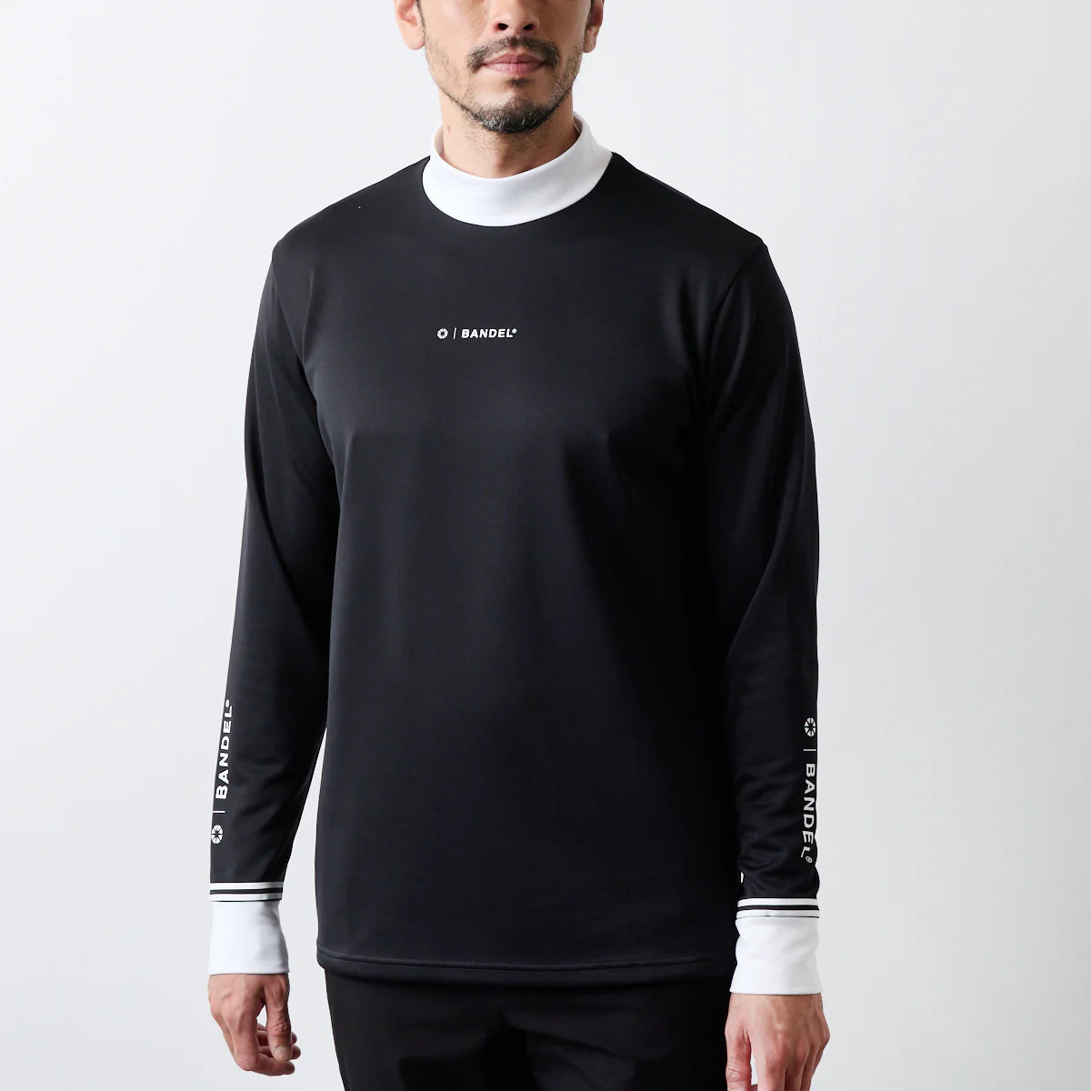 BANDEL GOLF バンデル ゴルフ バイカラー 長袖モックネック BLACK