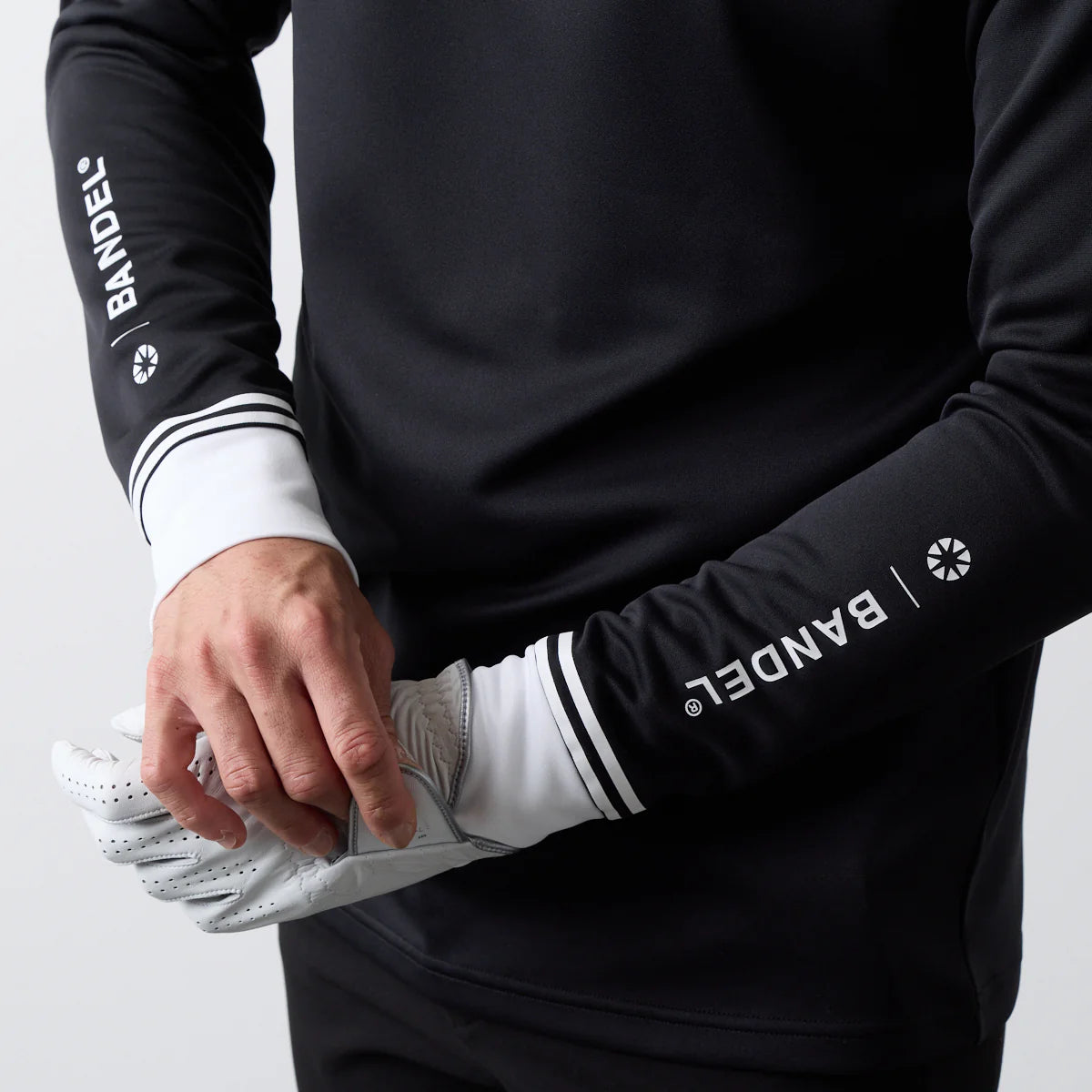 BANDEL GOLF バンデル ゴルフ バイカラー 長袖モックネック BLACK