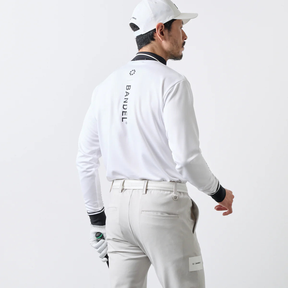BANDEL GOLF バンデル ゴルフ バイカラー 長袖モックネック WHITE