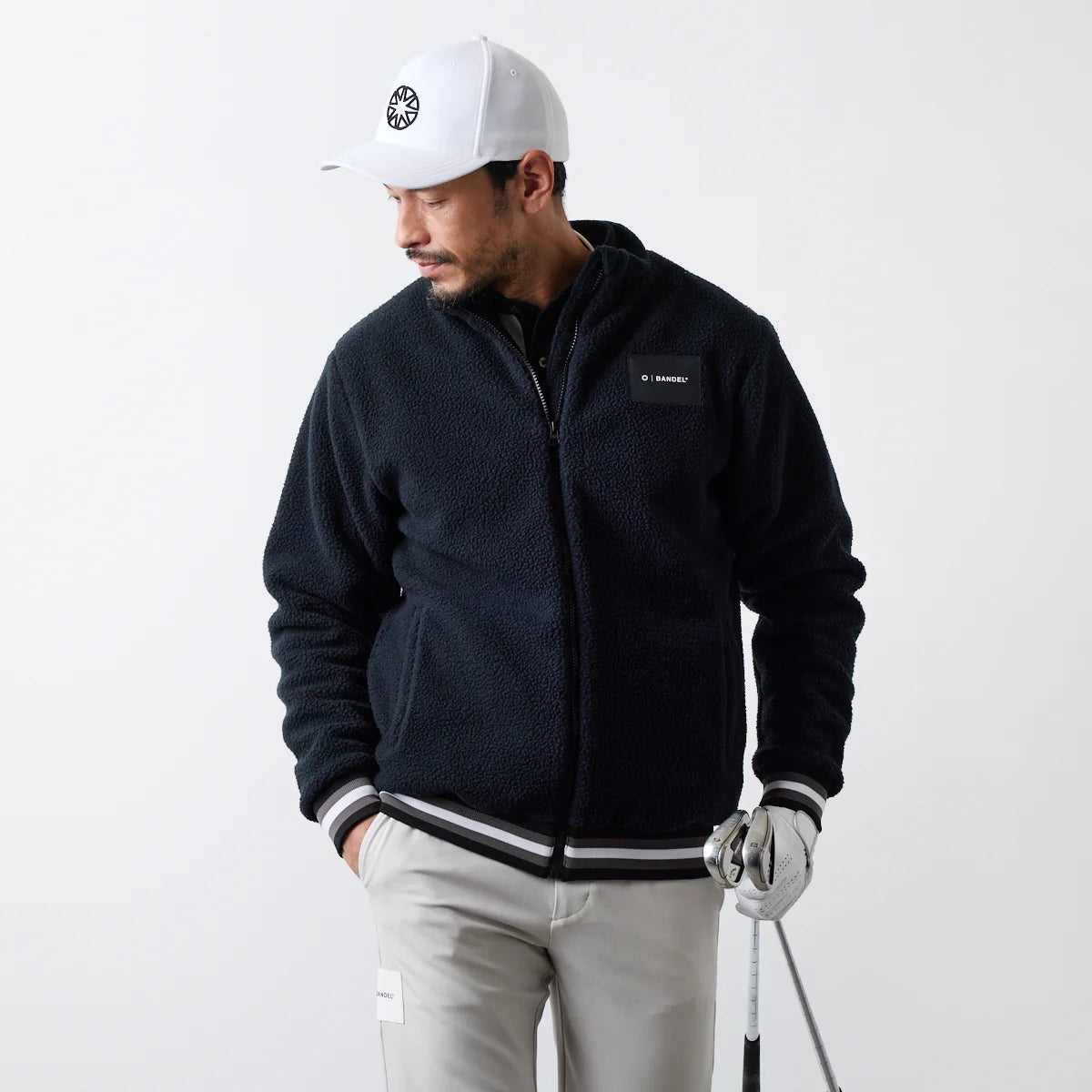 BANDEL GOLF スタンドカラー フリースブルゾン BLACK