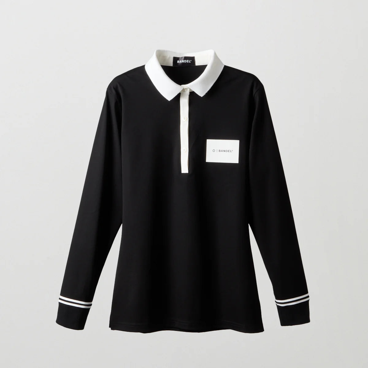 WOMENS バイカラー長袖ポロ BLACK