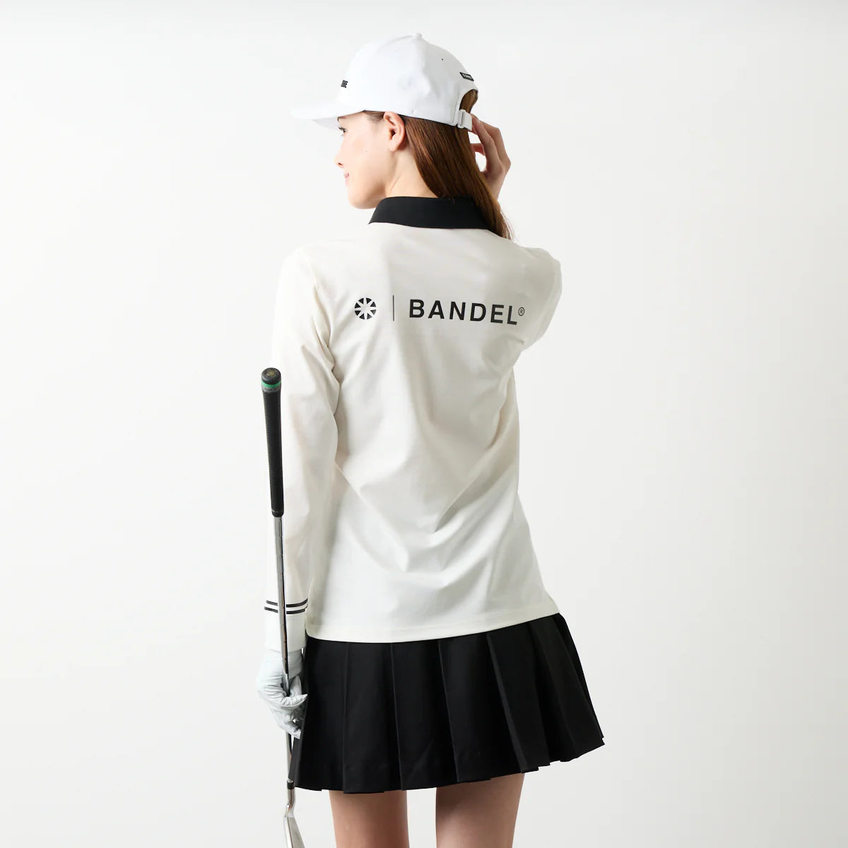 WOMENS バイカラー長袖ポロ WHITE