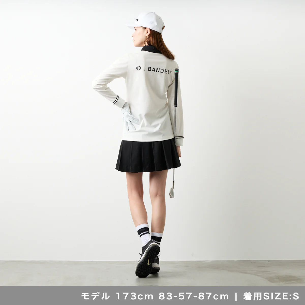WOMENS バイカラー長袖ポロ WHITE