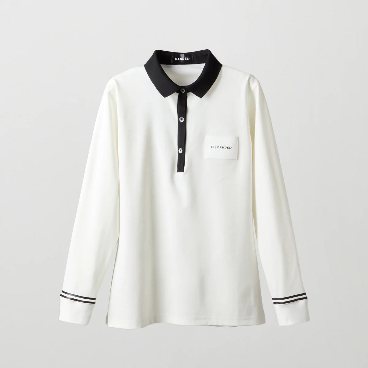 WOMENS バイカラー長袖ポロ WHITE
