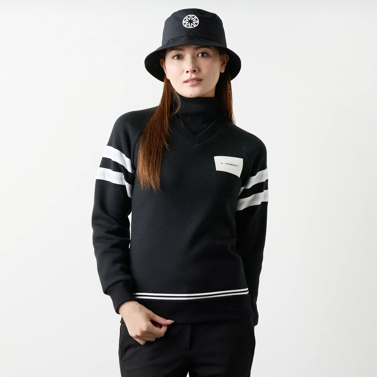 BANDEL GOLF　ウィメンズ レイヤード ハイネックニット BLACK