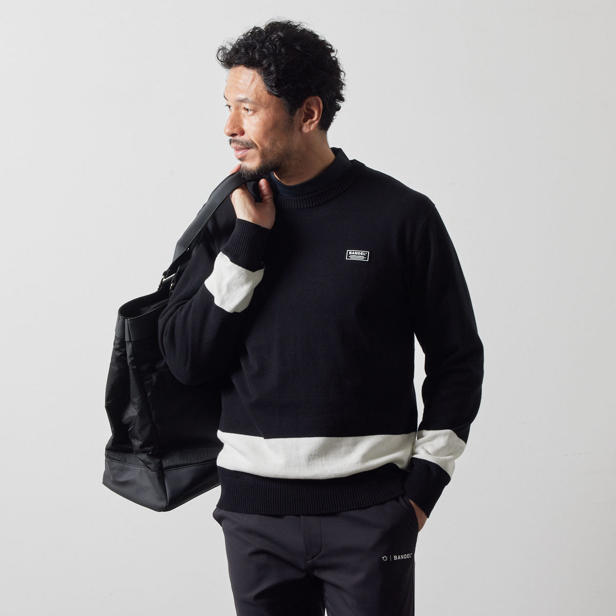 BICOLOR CREWNECK KNIT BGS-4ABCNK ニット コットン 100% / BLACK×WHITE