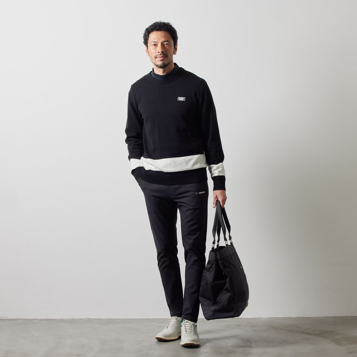 BICOLOR CREWNECK KNIT BGS-4ABCNK ニット コットン 100% / BLACK×WHITE